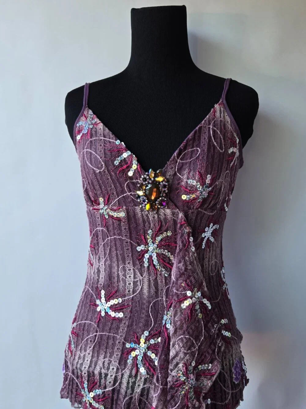 Purple Crystal Brooch Sparkly Fairycore Evening Wedding Guest Victorian-Style